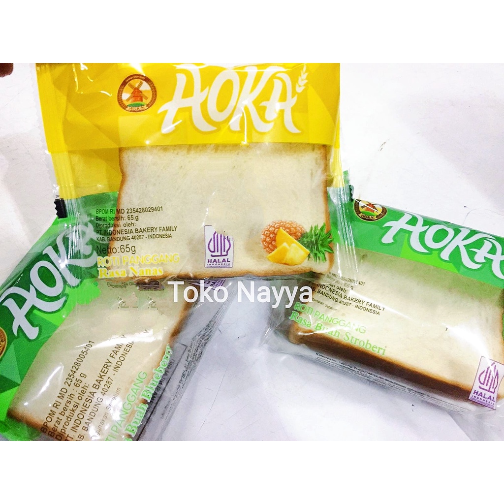 Roti AOKA - Roti Tawar Panggang Lembut Berlapis Selai - Varian Rasa