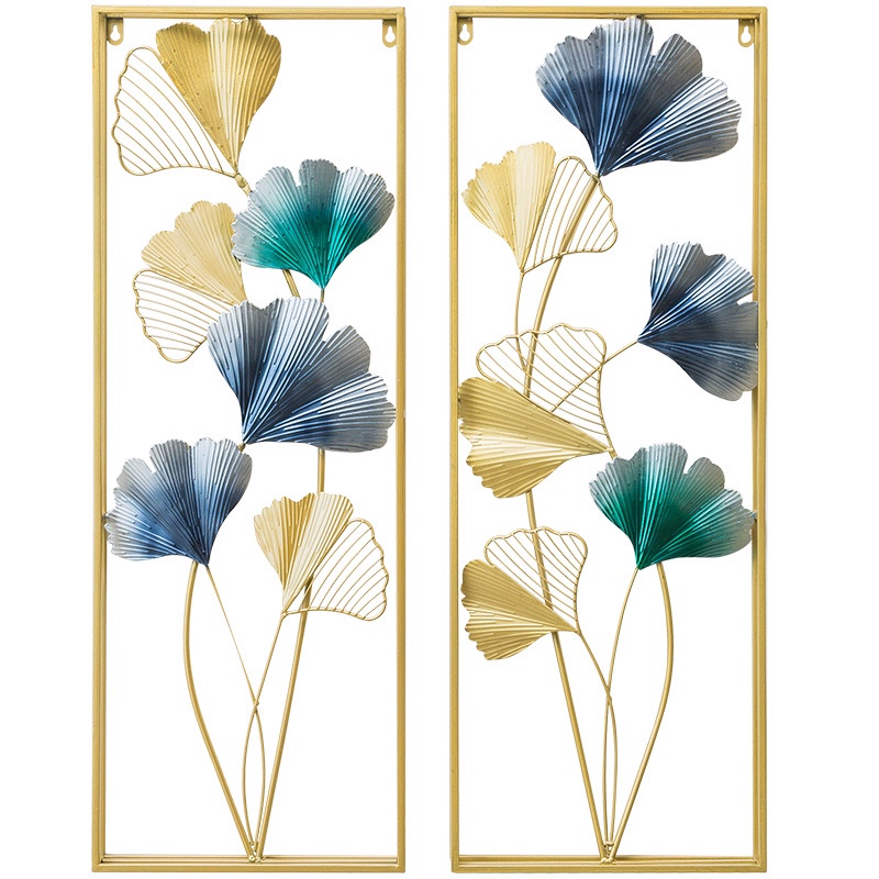WallDecor Hiasan Dinding Sepasang Frame Metal Gold Daun Leaf Ginko Scandinavian/ WALL Decor Nordic