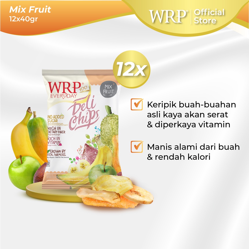 WRP Delichips Mix Fruit 12 X 40G - Keripik Buah