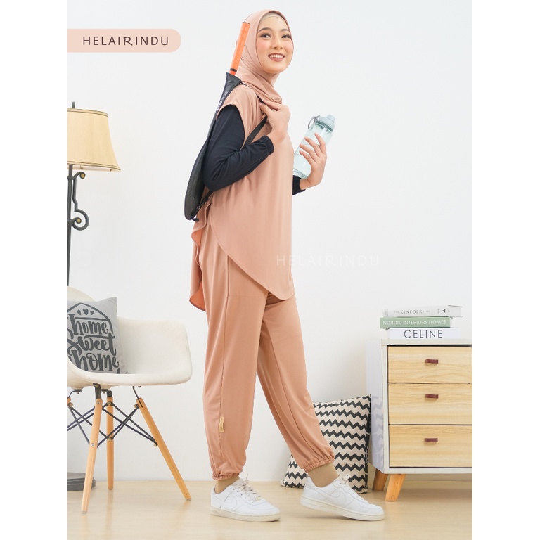 𝐇𝐄𝐋𝐀𝐈𝐑𝐈𝐍𝐃𝐔 - Setelan Hijab Olahraga Wanita Outer Hijab dan Celana Bahan Royal Jersey