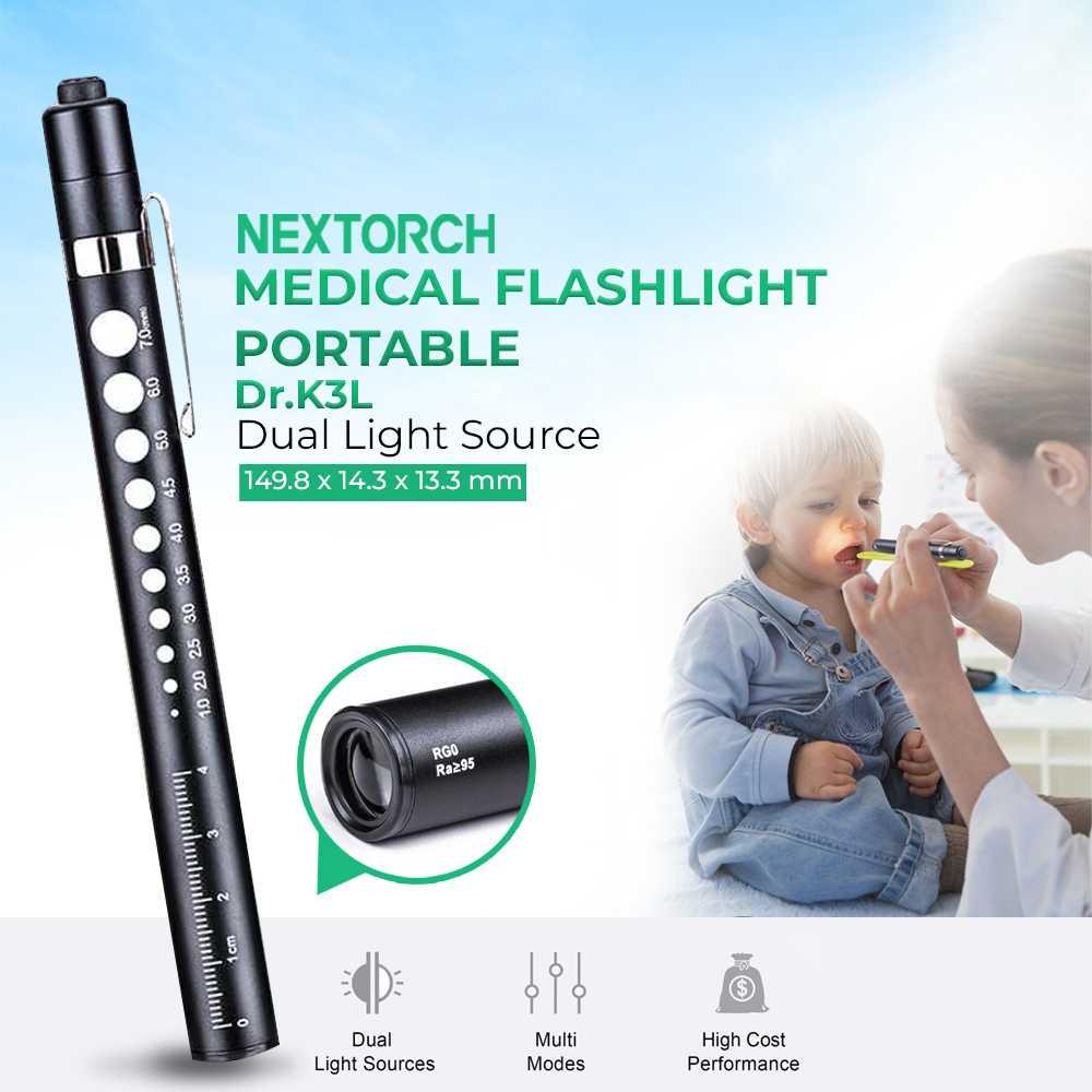 NEXTORCH Medical Flashlight Senter Medis LED Pen Dual Light - Dr.K3L - Black