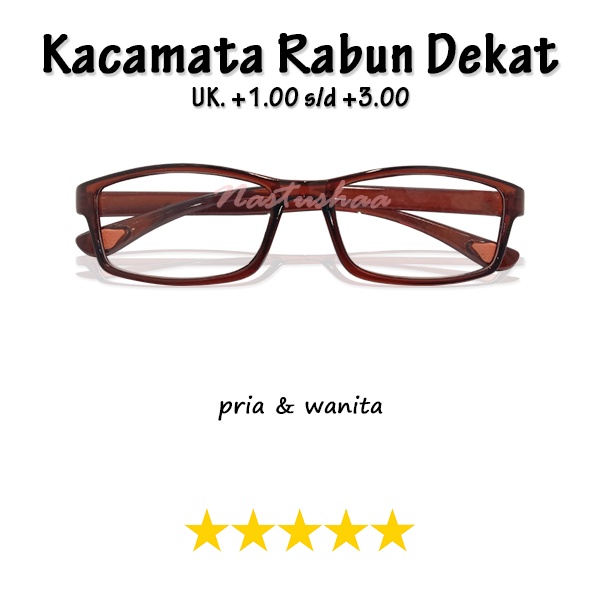 Kacamata Baca Plus +1.00 sd +3.00 Elastis Wanita/Pria Kacamata Rabun Dekat Bingkai Coklat Gagang Lentur Unisex NOCASE