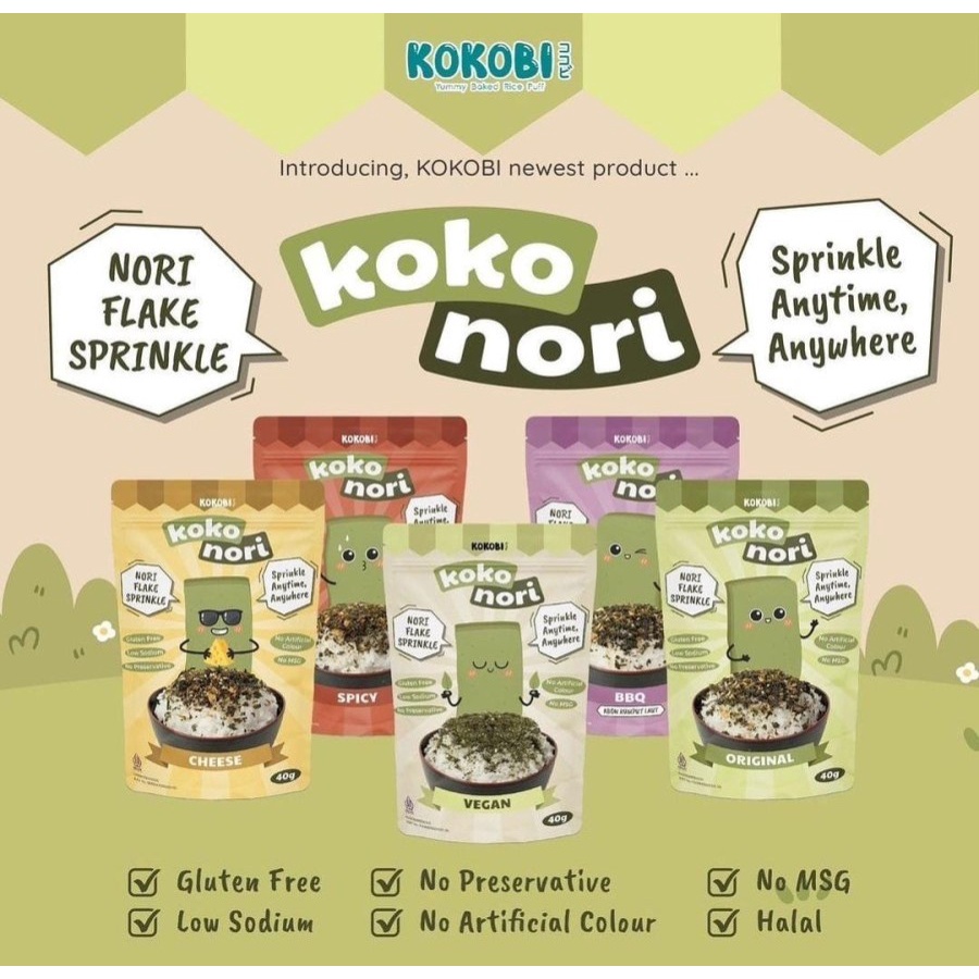 

KOKOBI KOKO NORI/ABON RUMPUT LAUT TABUR 40 GRAM