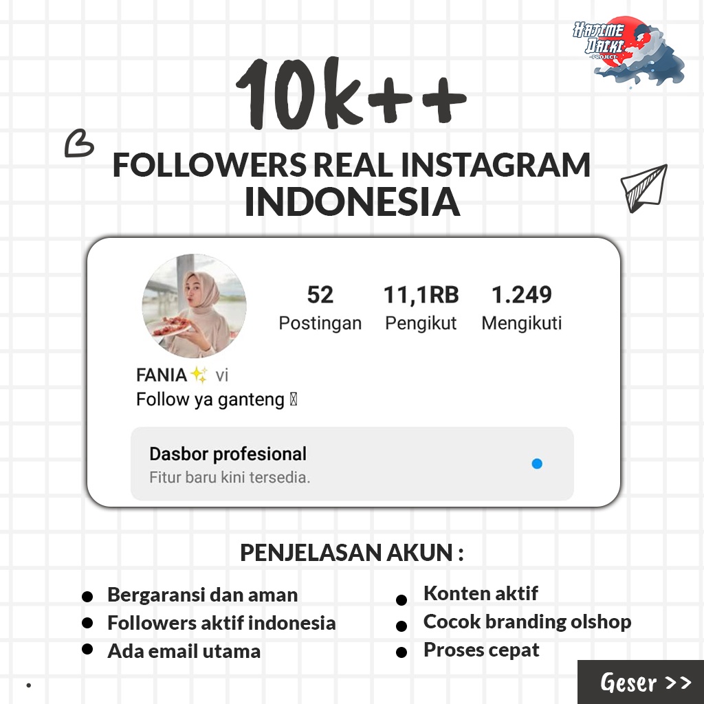 JUAL AKUN PEREMPUAN 10K ++ FOLLOWERS REAL INDONESIA KONTEN AKTIF