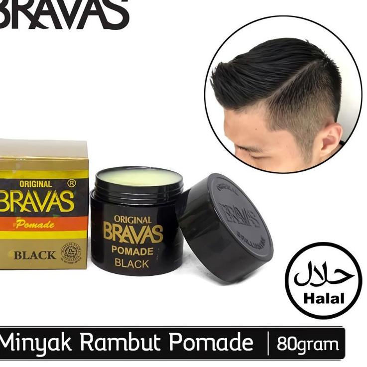 Star 6.6 BRAVAS Pomade Oil Based BLACK 80G Medium Hold Berbasis Minyak Rambut Halal Brilliantine