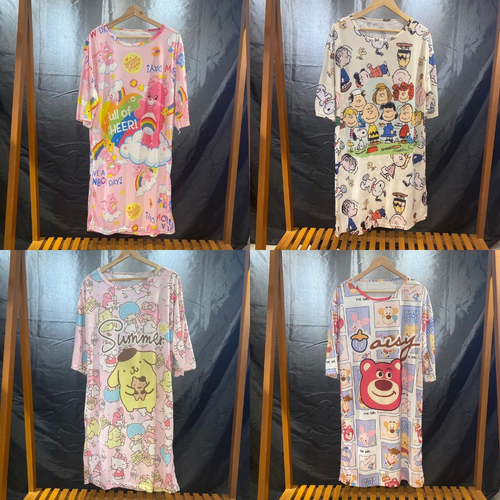 Daster Jumbo Korean Silk Motif Karakter Kartun Lucu