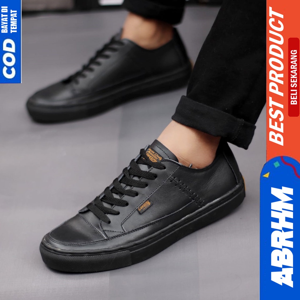 ABRHM X DENTE Sepatu Formal Pria Sepatu Casual Kulit Asli Sepatu Pria Casual Sepatu Kasual Cowok / Cowo Oxford Kerja Kantor Kuliah Kondangan Gaya Keren Kekinian Original Murah Terlaris