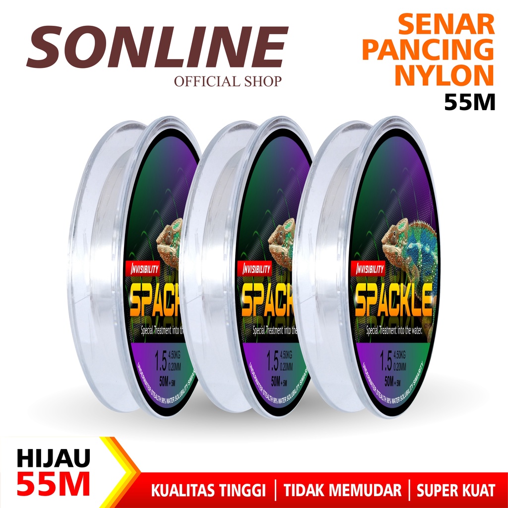 SONLINE Senar Pancing Warna Putih Nilon Garis Fishing Line Memancing Garis Sub Utama Senar Pancing Ikan Line Fishing Speckle Bunglon Senar Pancing Nilon Senar Titik Tak Terlihat Garis Invisible Line Nylon