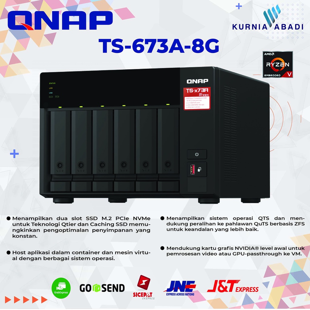 QNAP TS-673A-8G 8GB RAM 6-Bay NAS diskless AMD Quad Core NAS