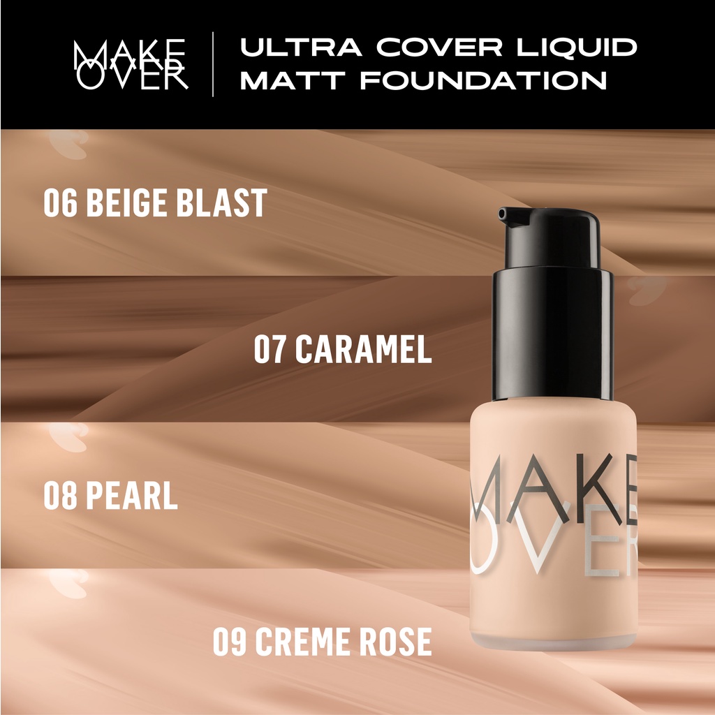 MAKE OVER Ultra Cover Liquid Matte Foundation - High coverage flawless satin ringan poreless make up tahan lama non-comedogenic
