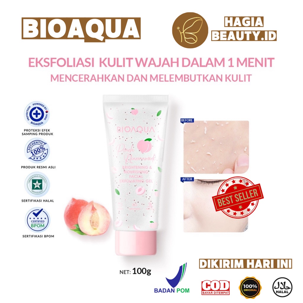 BISA COD - BIOAQUA Scrub Wajah Niacinamide Brightening &amp; Smooth Facial Exfoliating Gel 100g