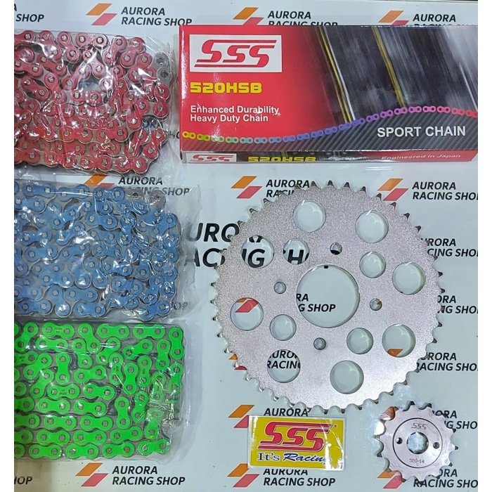 Gear Set Sss Tiger Old / Tiger Revo & Rantai Sss 520 Hsb Colour Series #Original