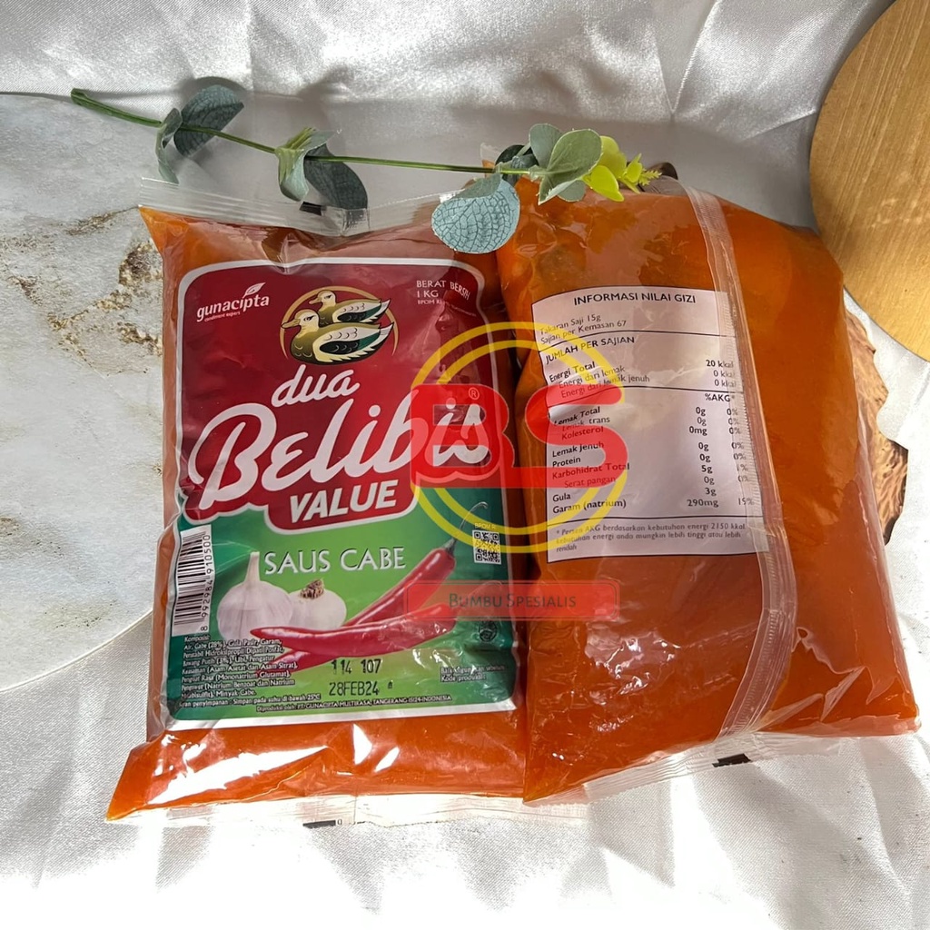 DUA BELIBIS VALUE SAOS CABE (1kg) / SAUS SAMBAL BELIBIS VALUE / SAUS SAMBAL ISI ULANG TERMURAH