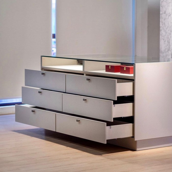 RAY bufet minimalis laci kaca atas modern berkualitas - drawers minimalis
