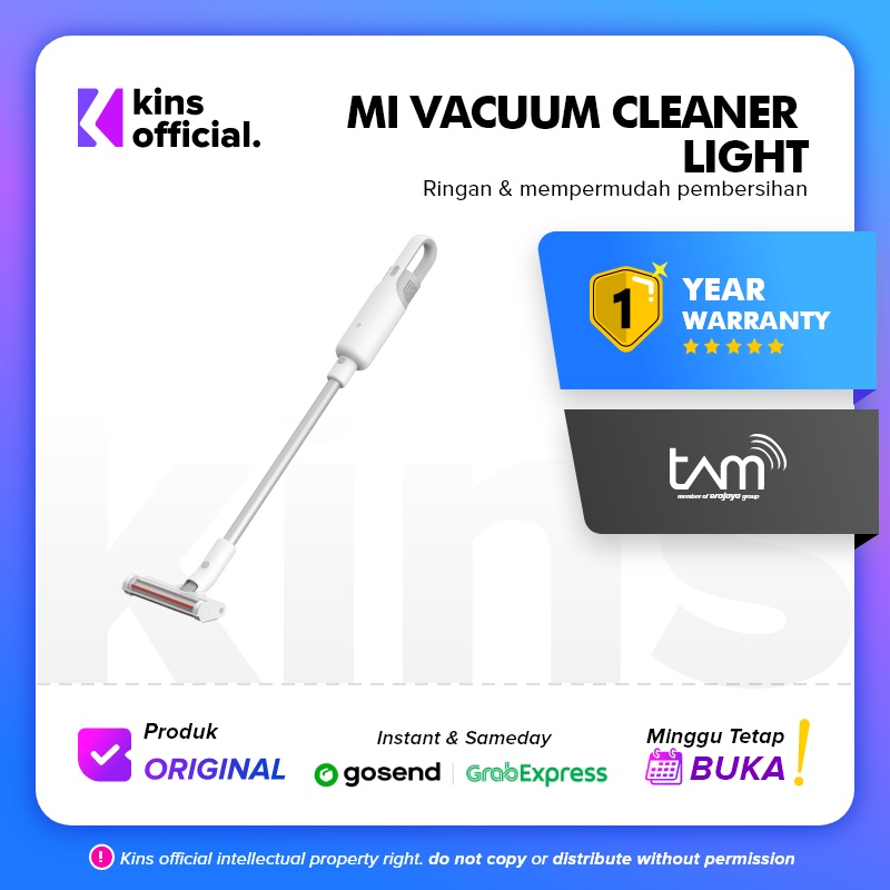 Xiaomi Mi Vacuum Cleaner Light Daya Hisap 50 AW Filtrasi 3 Langkah Masa Pakai Baterai 45 Menit Ringan