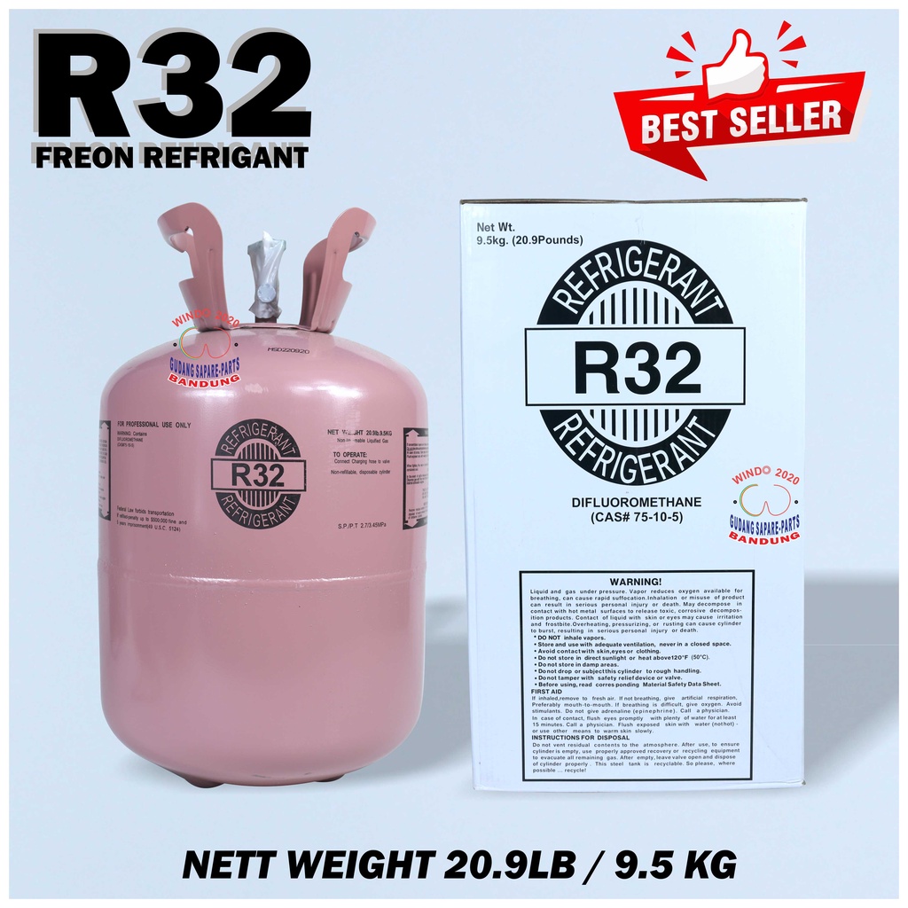 REFRIGANT  R32 TABUNG DAN ISI 9.5 KG | PREON ORIGINAL SEGEL | FREON AC R32