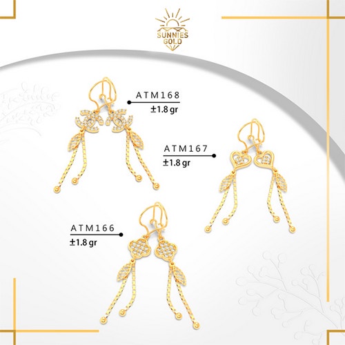 ANTING EMAS KADAR 8K 375 ANTING KOREA VANCLIP MODEL PANJANG ANTING GANTUNG RANTAI ITALY BEST SELLER 