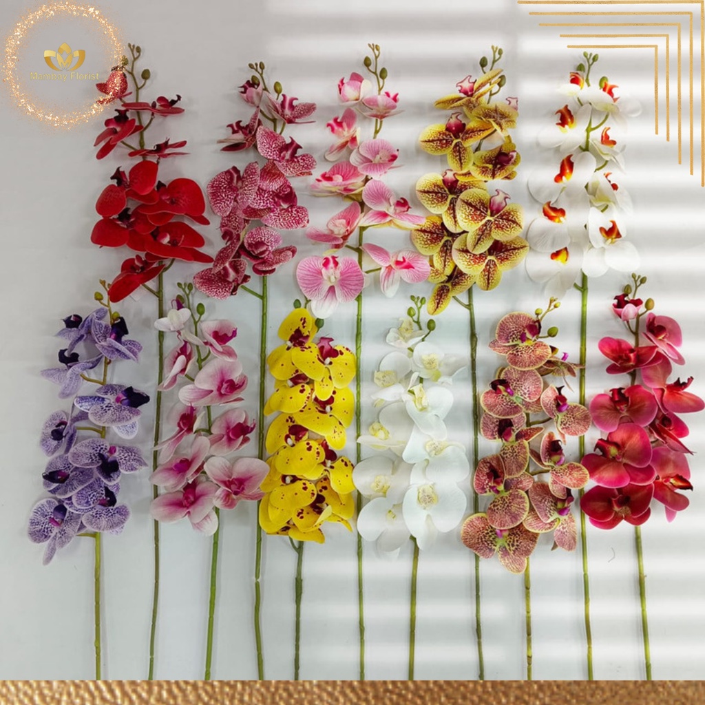 [ 1 Tangkai Panjang ]Bunga anggrek Tangkai Panjang Latex Artificial import semi latex/anggrek / bung