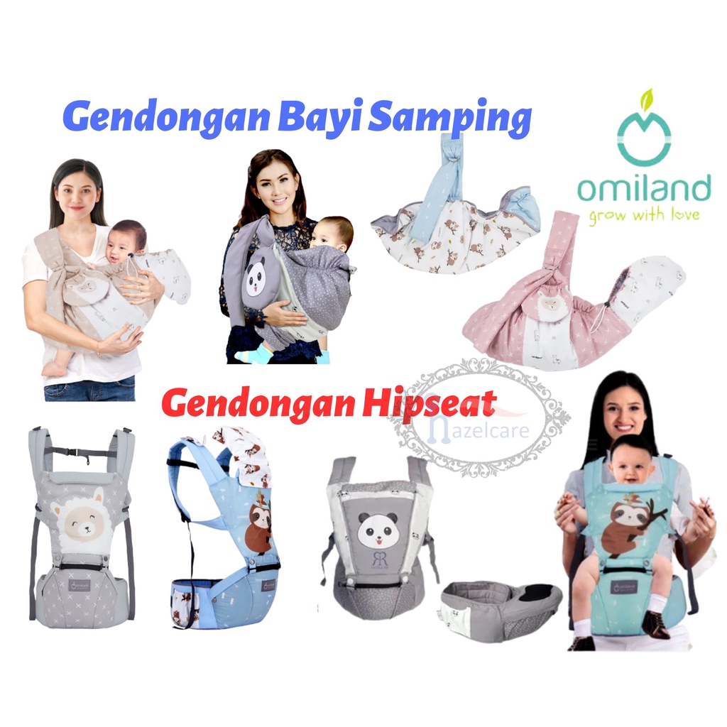 [HAZELCARE] Omiland Gendongan Bayi Samping + Topi / Gendongan Hipseat Hip Seat - Panda / Sloth / Rainbow / Alpaca Series