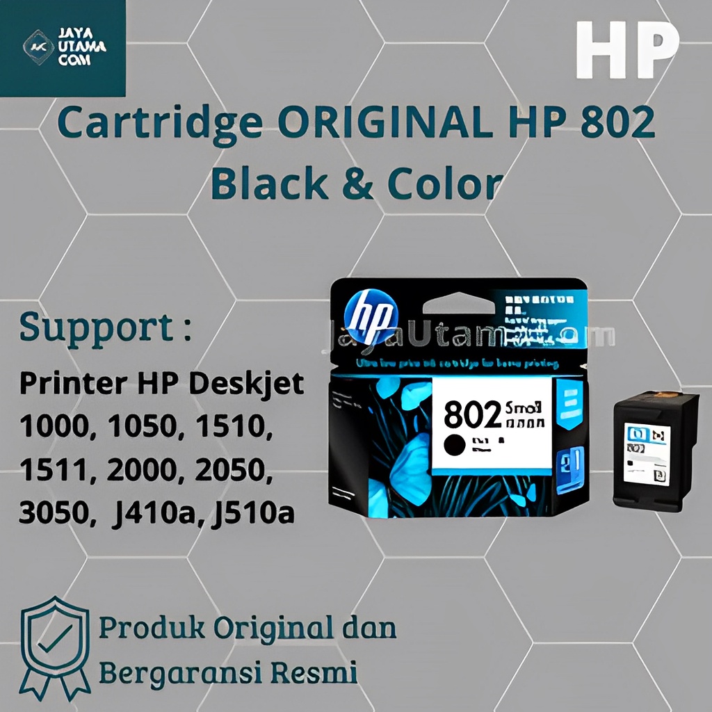 Cartridge Tinta HP 802 Small Black - Tri Color Original