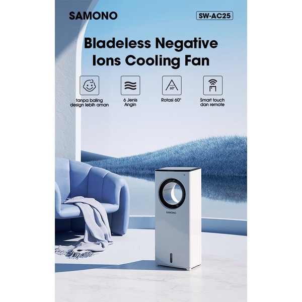 SAMONO SW-AC25 kipas Bladeless AIR COOLER penyejuk ruangan 2.5L