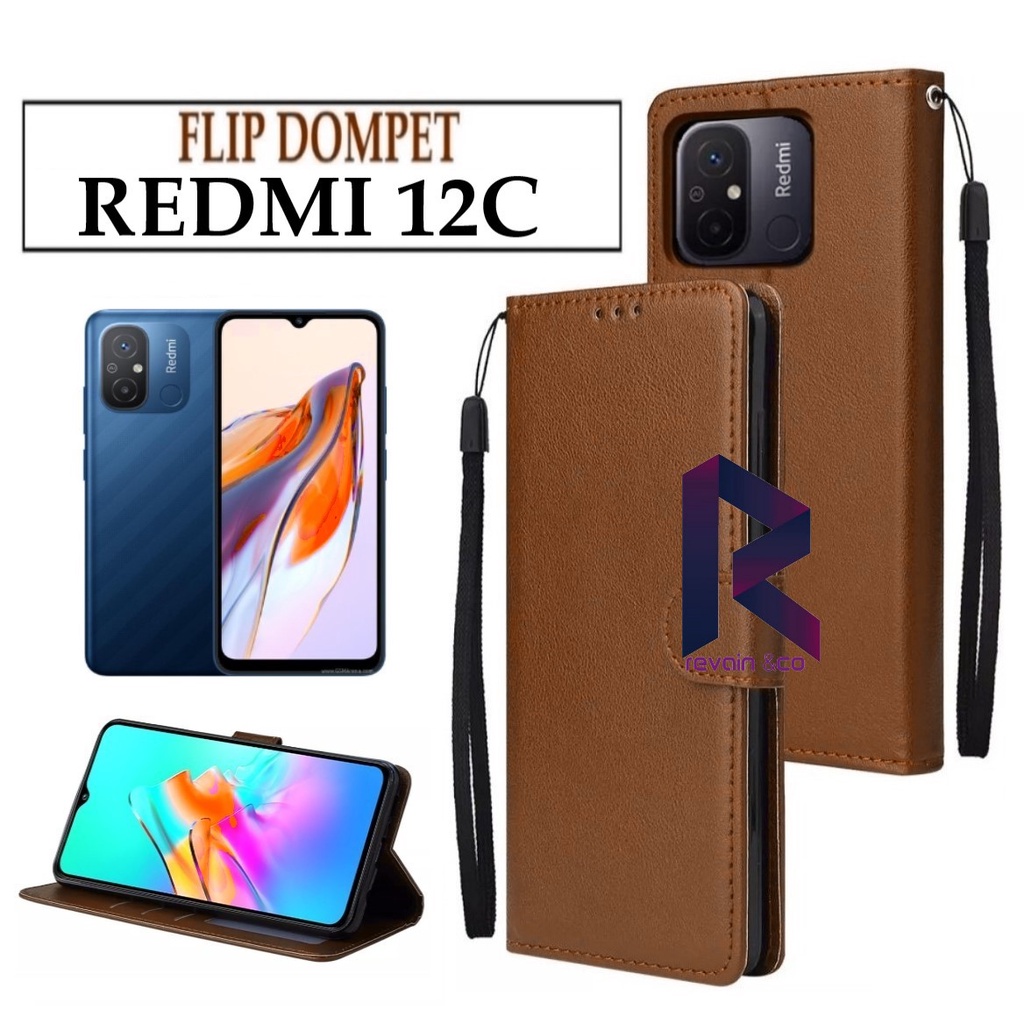 FLIP COVER XIAOMI REDMI 12C FLIP WALLET LEATHER KULIT PREMIUM SARUNG BUKA TUTUP KESING HP FLIP CASE XIAOMI REDMI 12C