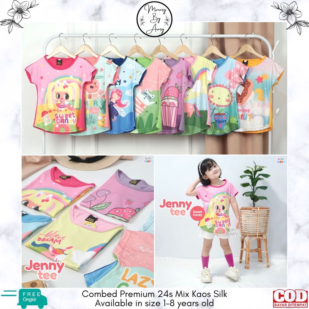 Atasan Anak Cewek | Kaos Atasan Anak Perempuan | Kaos Anak Perempuan Motif | Kaos T Shirt Anak Perem