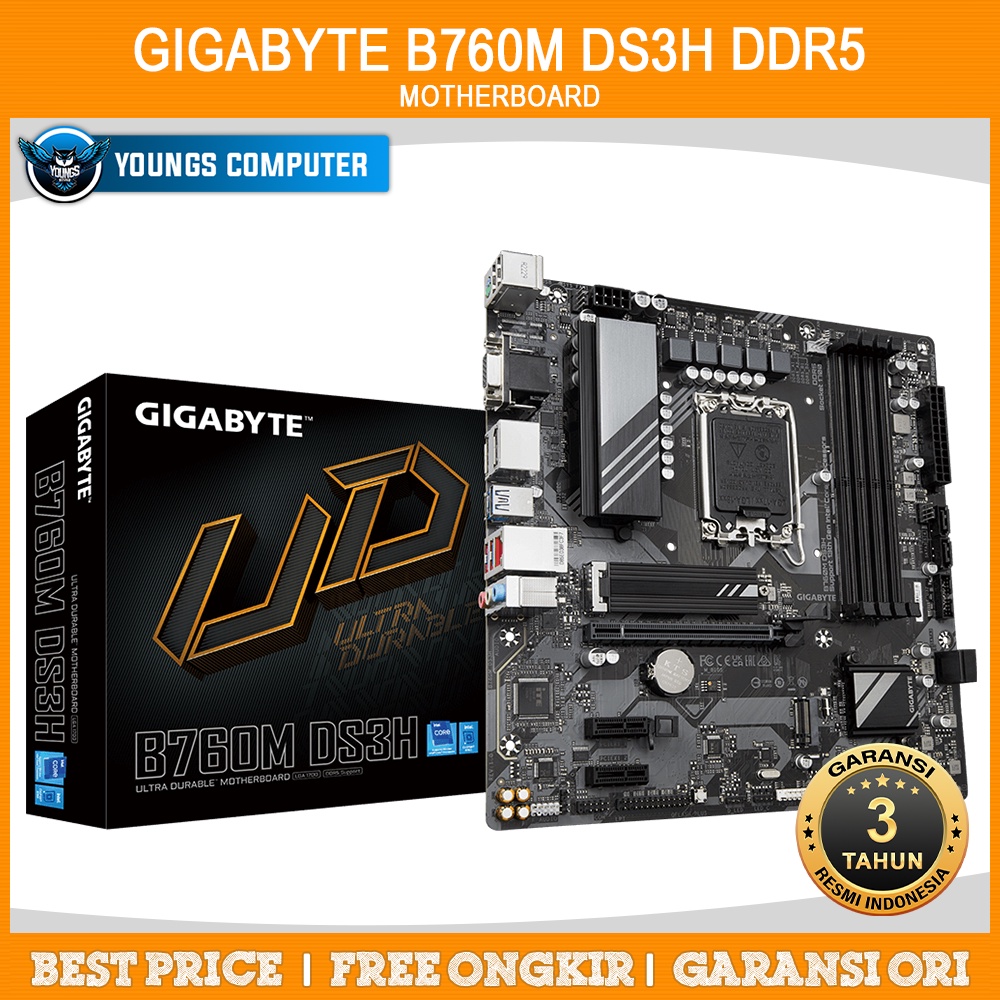 GIGABYTE B760M DS3H DDR5 | MOTHERBOARD INTEL B760 LGA1700 DDR5 M ATX