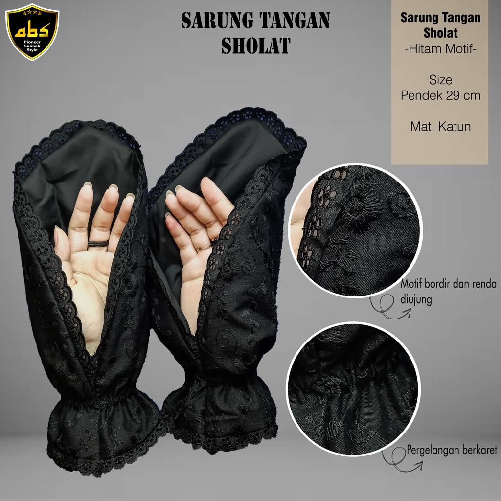 SARUNG TANGAN HITAM PUTIH SHOLAT HAJI &amp; UMROH MUSLIMAH