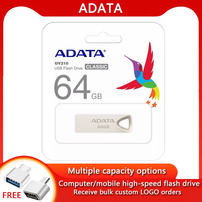 Flashdisk Adata USB3.0 Flashdisk 64GB Flash Drive Metal Portable Memory Stick U Disk PC Kapasitas Nyata Penyimpanan Aman