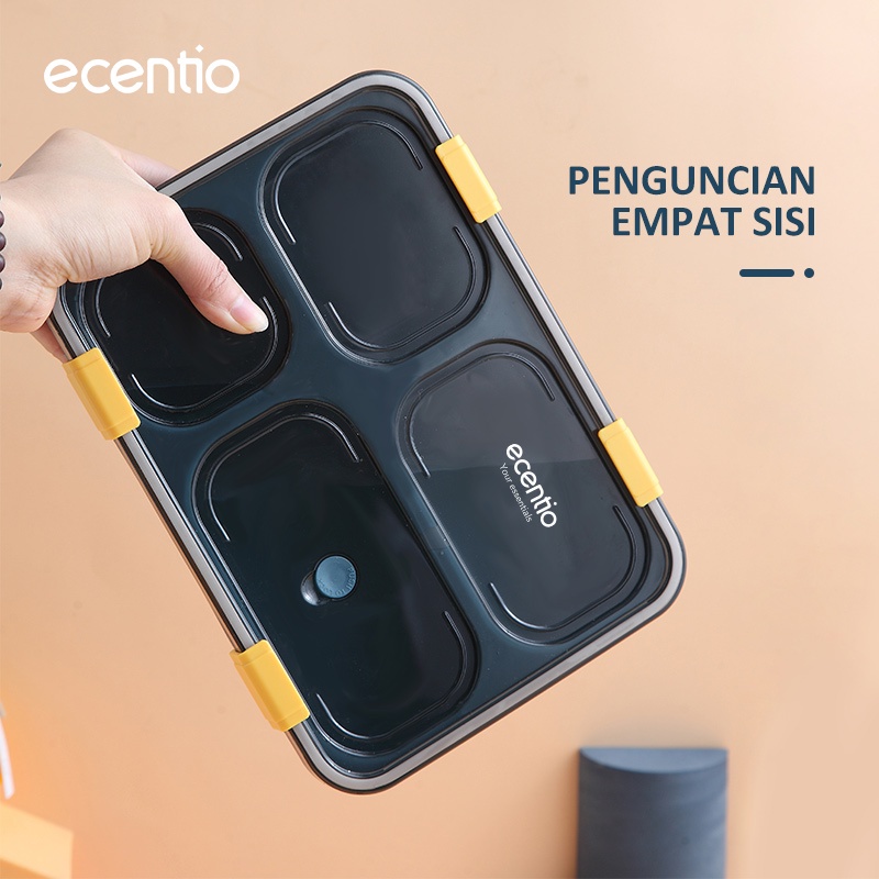 ecentio lunch box 2 susun lunch box set BPA Free/Kotak Makan Portable lunch box 4 Sekat kotak bekal Gratis Sendok