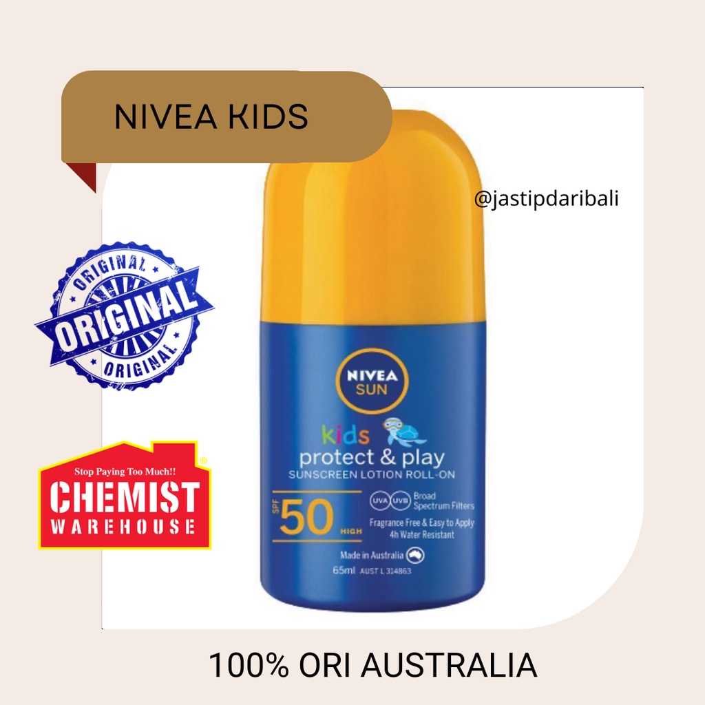 NIVEA Sun Kids Protect & Play SPF50 Sunscreen Roll On 65ml/Nivea Anak/Nivea Australia/Exp. 2025