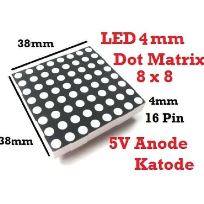 LED DOT MATRIX MERAH 8X8 (38MMX38MM) LED DISPLAY DOT MATRIX 8X8 RED tok-mi Berkualitas