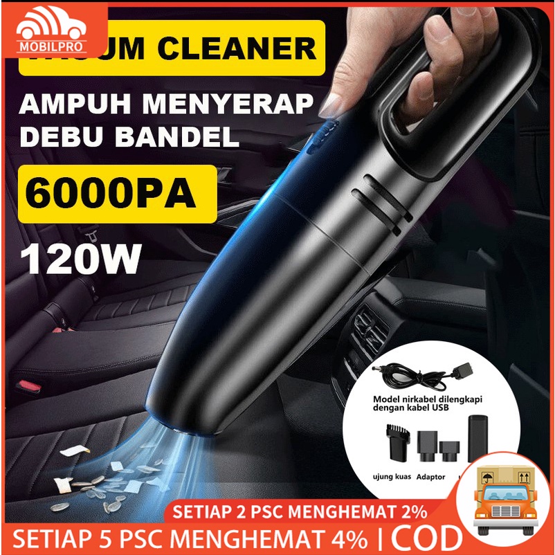 Vakum Cleaner Mobil Alat Penyedot Debu Kasur Vacum Vacuum Vaccum Facum Cleaner Portable Mini Wireless 6000Pa Ampuh Menyerap Debu Bandel