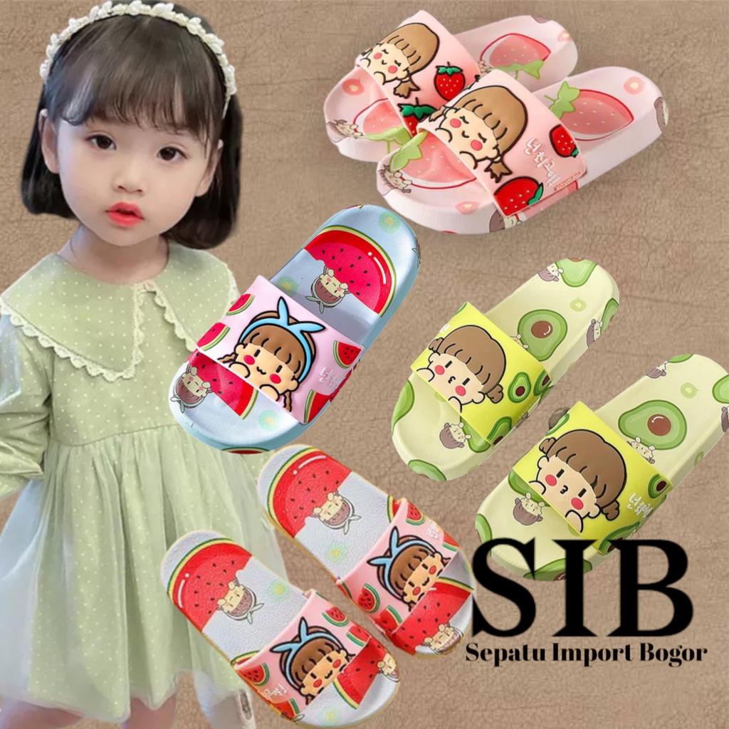 Sandal Anak Perempuan  Karet Jelly Import CHIBI BUAH 1931-8 / Sandal Anak Perempuan Bahan Karet Model Lucu 1-10 Tahun Import