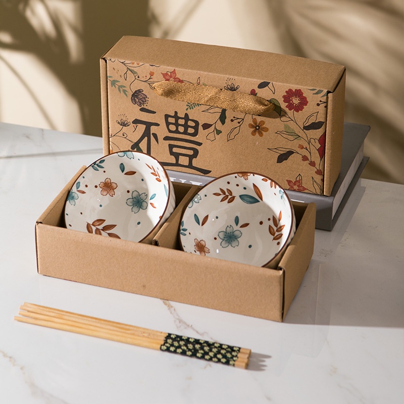 Ceramic Bowl Set / Alat Makan Mangkok Sup Keramik Sumpit Hampers Kado Bingkisan Parcel Souvenir Gift Box