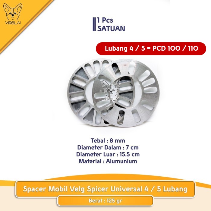 [4 Pcs 1 Set] 1 Set Spicer / Spacer Ban Roda Velg Universal 4 / 5 Lubang