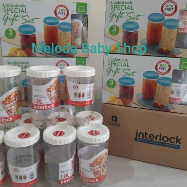 SALE TERBATAS [Lock n Lock] Interlock Special Gift Set (Toples Lebaran isi 3pcs @1L dapat box)