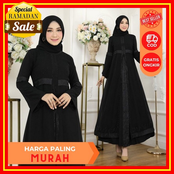Gamis Gamis Abaya Turkey Ym Defashion Dubai 445 Jetblack Hitam Muslim Wanita - S(O7F5) Gamis Turky T