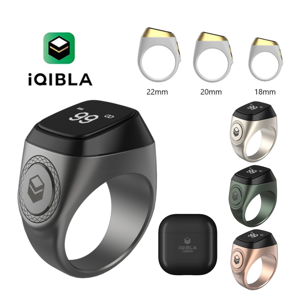 iQibla Zikr Ring Alloy Pro Smart Cincin Tasbih Digital Premium M02 PRO Zikr1 With Dock Charging Case Display OLED Original