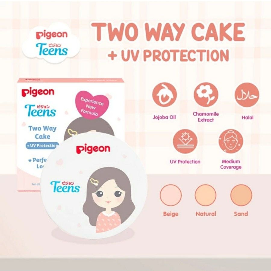 PIGEON Teens Compact Powder +UV Protection 14gr | Two Way Cake | Face Powder | Bedak Padat Remaja 14gr