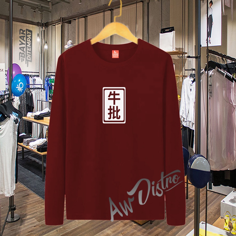 COD Baju Kaos Distro Teks JAPAN BLOK Text Putih Premium Quality Lengan Panjang Kaos Tulisan Kaos Kata-Kata Kaos Sablon Big Size