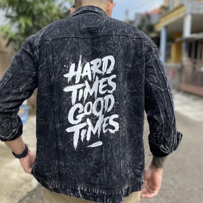 COD Jaket Jeans Denim Sablon Premium Pria 