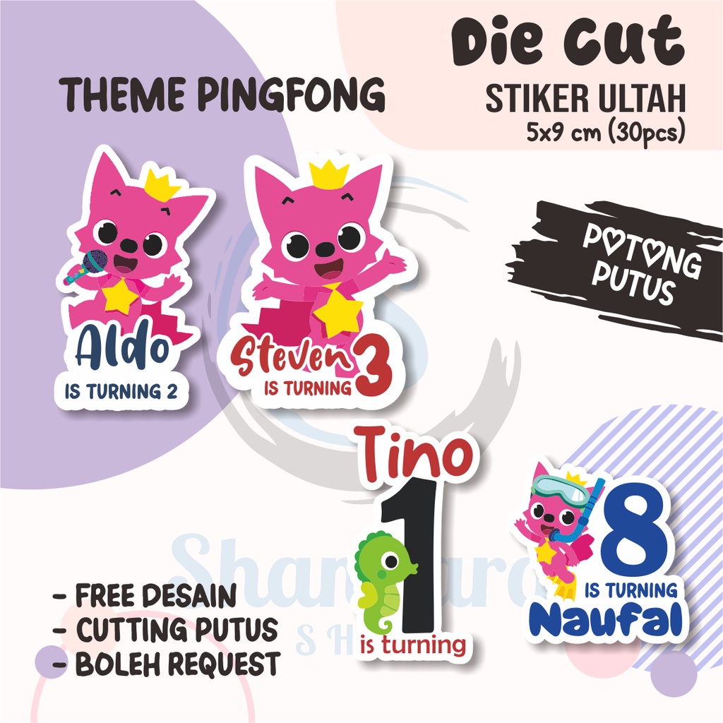 

( 30 PCS ) Stiker Ulang Tahun Anak THEME PINGFONG / Stiker Ulang Tahun DIE CUT / Stiker Ulang Tahun Custom / Stiker Ultah Waterproff