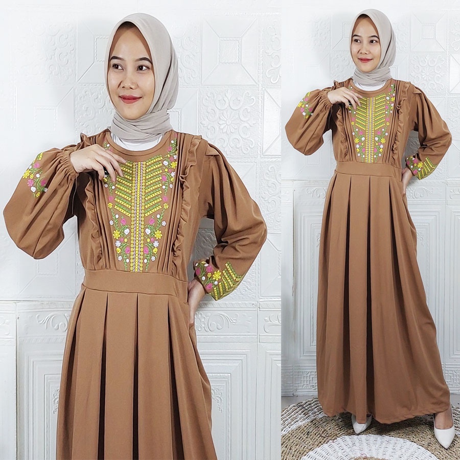 CARLINA GAMIS KHASANA RUBY CERUTY MAXY BABYDOLL DRESS PANJANG WANITA