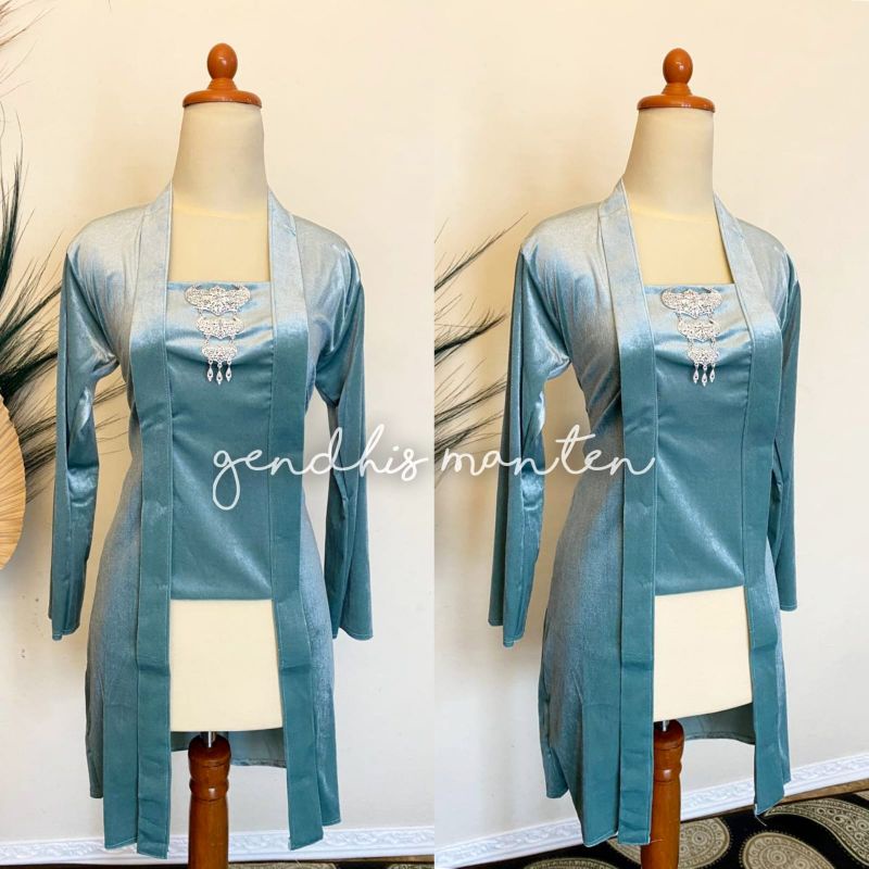 Kebaya Kutubaru, Body Panjang - Nuansa Hijau Wardah