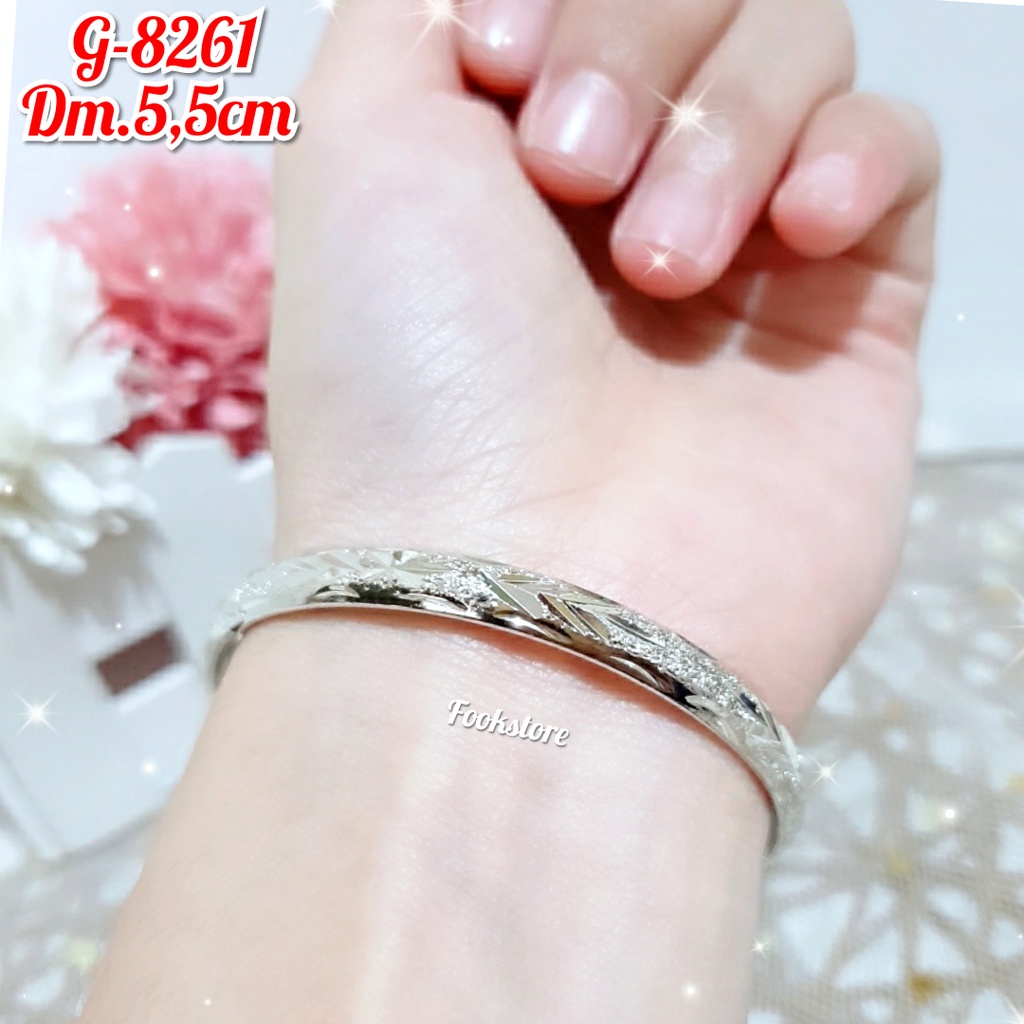 GELANG TANGAN BANGLE DEWASA BUKAAN SAMPING SILVER/G-8261