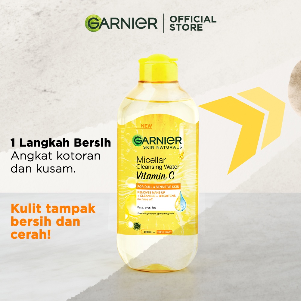 GARNIER MICELLAR WATER BLUE (NEW) / PINK / KUNING VIT C - SKINCARE PEMBERSIH WAJAH &amp; MAKEUP KULIT BERMINYAK,125ML