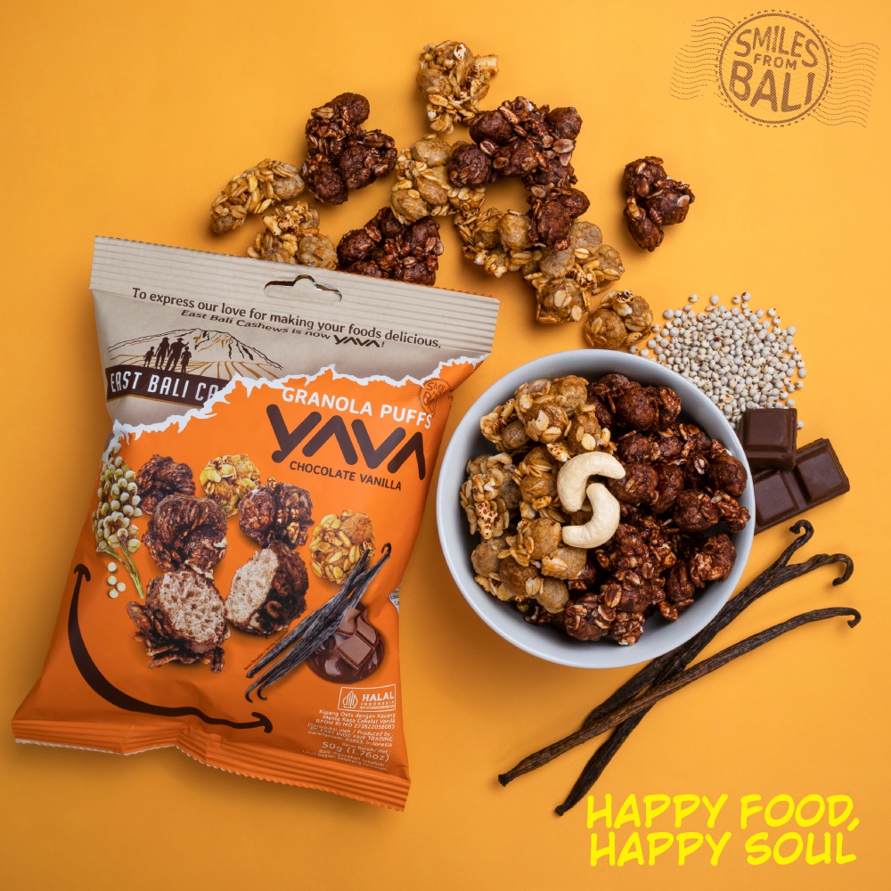 [HALAL] YAVA Granola Puff 50gr / Snack Granola Puffs Biskuit Makanan Sehat Siap Makan