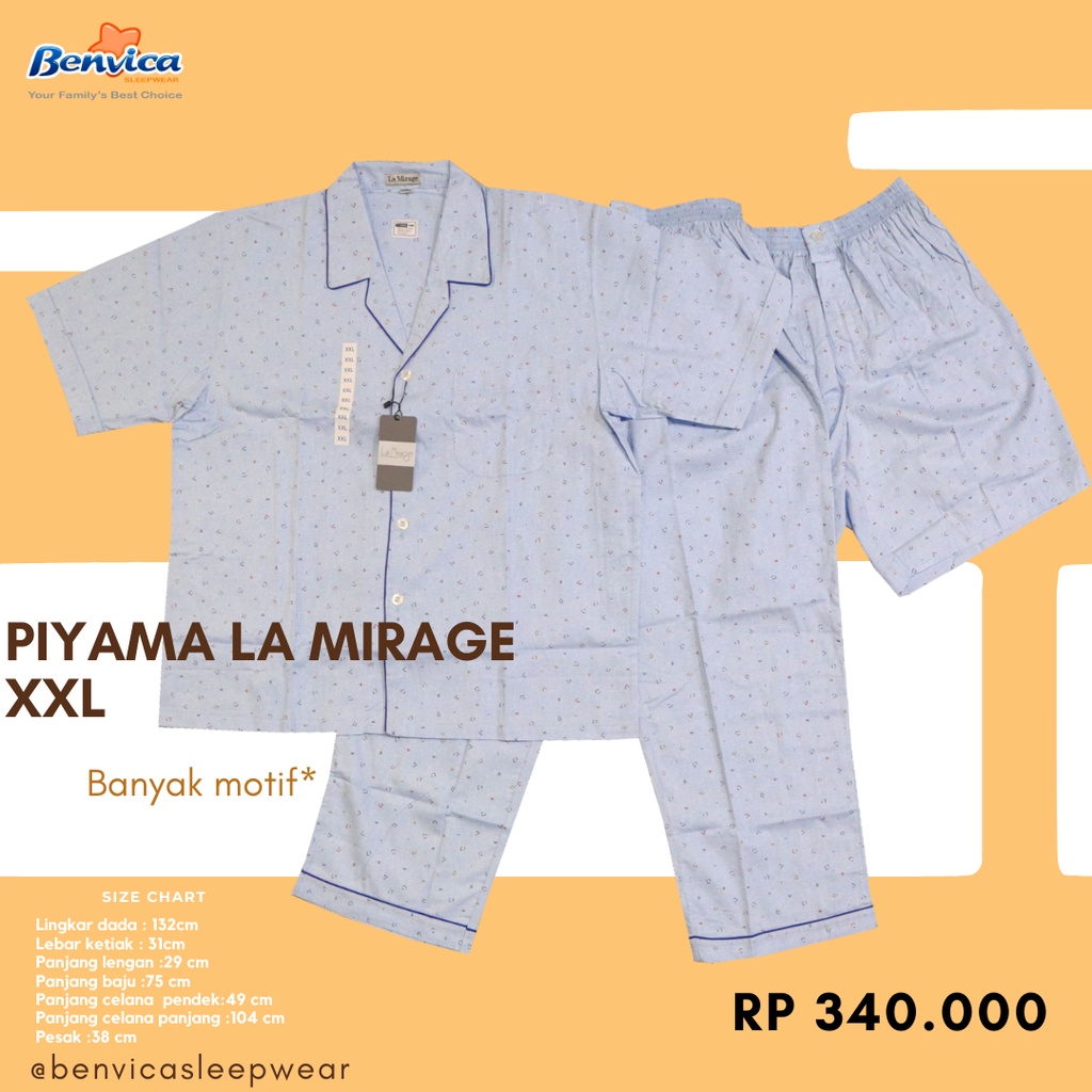 BENVICA BAJU TIDUR PIYAMA LAKI-LAKI DEWASA KATUN XXL LA MIRAGE